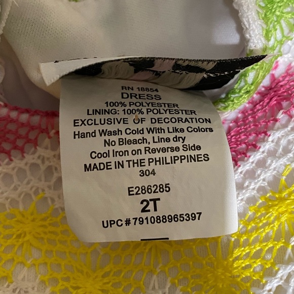 Rare Editions Girls Dress with Multi Colors of Spring and a Front Flower Size 2T - Picture 8 of 8